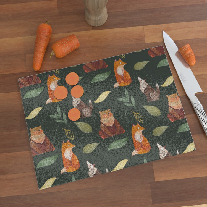 Glass Chopping Boards - Bear.Wolf.Fox - printonitshop