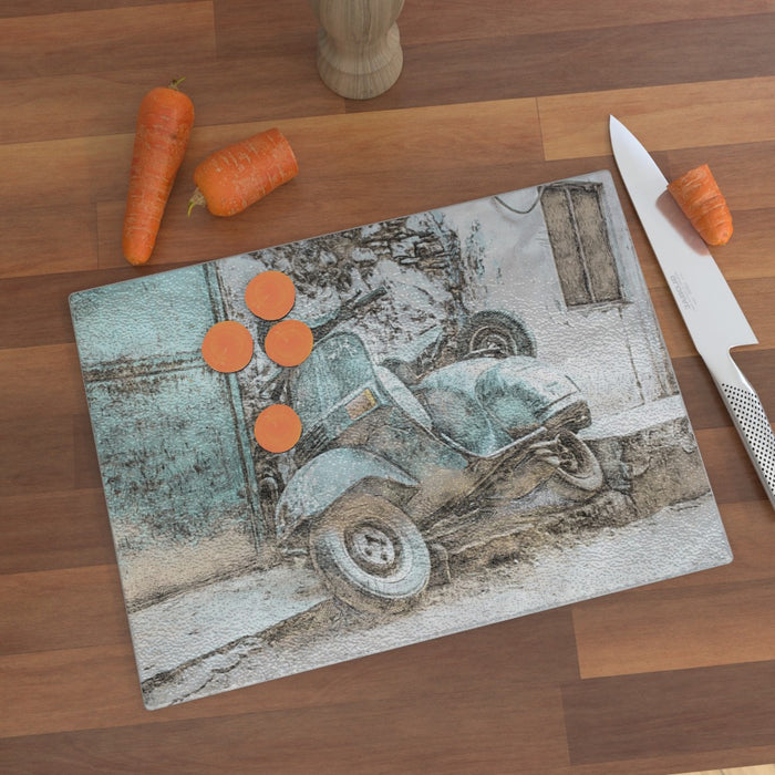 Glass Chopping Board - Classic Scooter - printonitshop