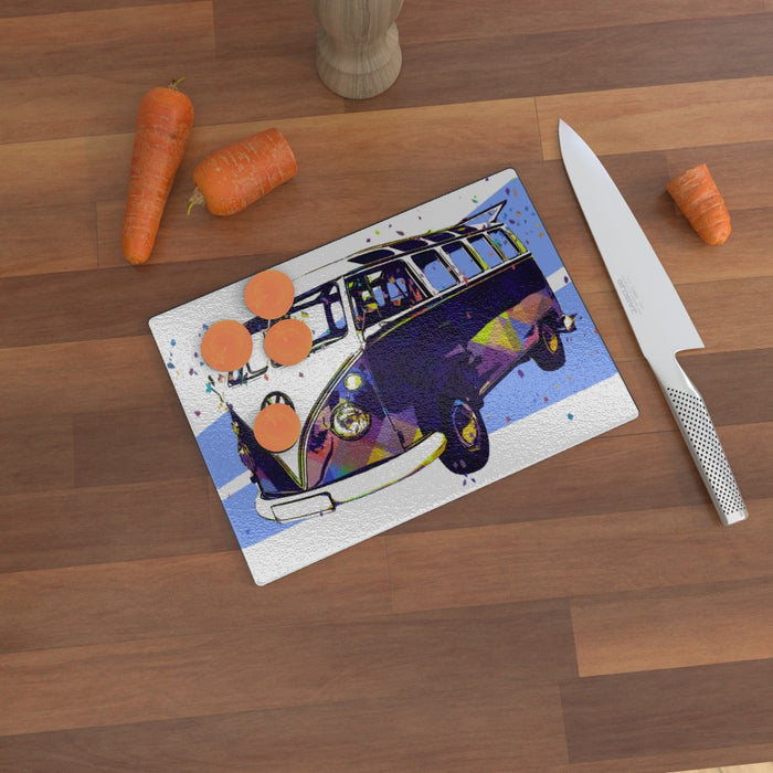 Glass Chopping Board - Classic Camper - printonitshop