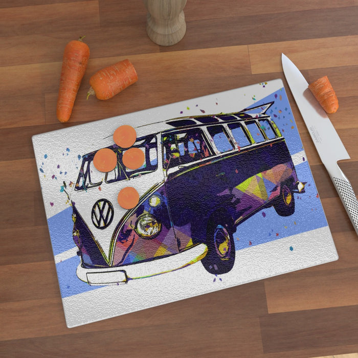 Glass Chopping Board - Classic Camper - printonitshop