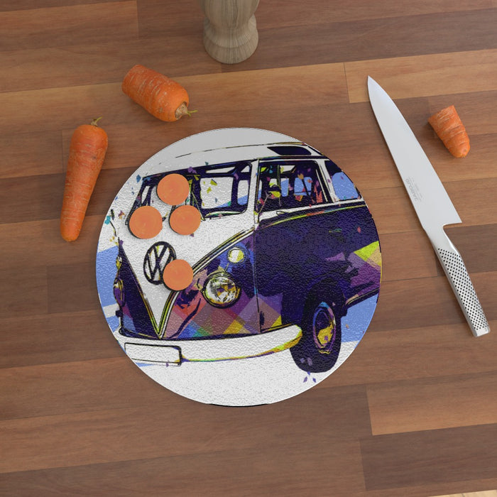 Glass Chopping Board - Classic Camper - printonitshop