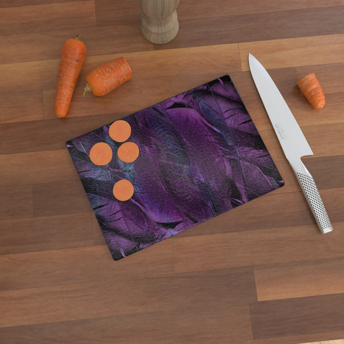 Glass Chopping Board - Purple Feathers - printonitshop