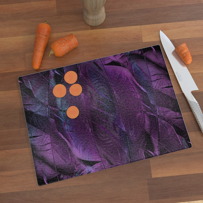 Glass Chopping Board - Purple Feathers - printonitshop