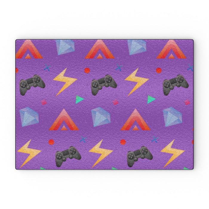 Glass Chopping Board - Gamers Play Purple - printonitshop