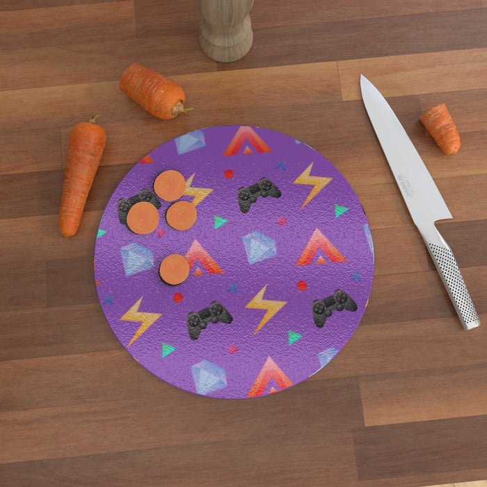 Glass Chopping Board - Gamers Play Purple - printonitshop