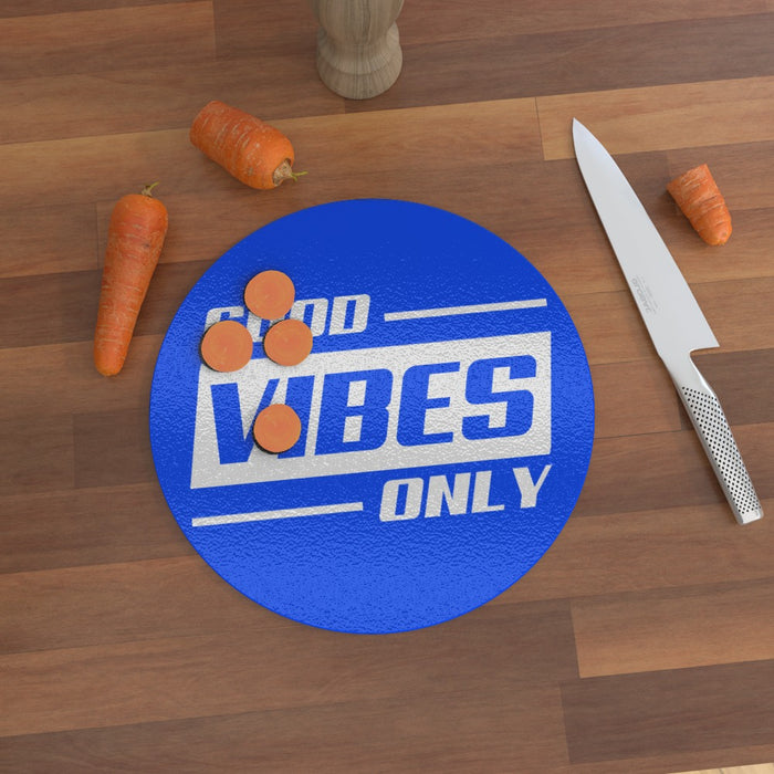 Glass Chopping Board - Good Vibes Only Blue - printonitshop