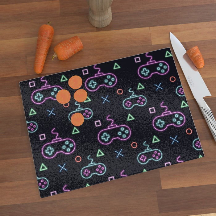 Glass Chopping Board - Gaming Neon Black - printonitshop