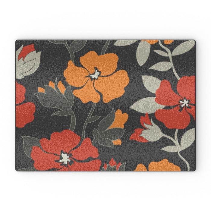 Glass Chopping Board - Orange Flowers - printonitshop