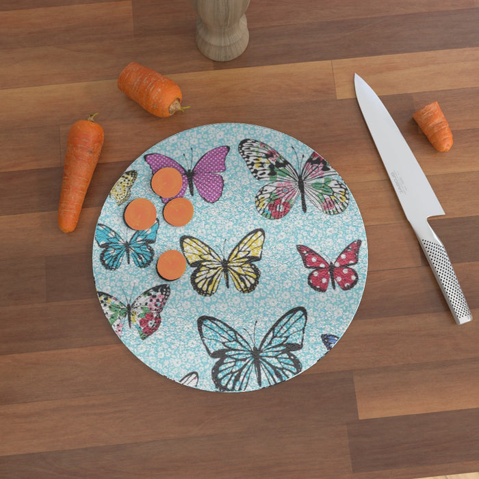 Glass Chopping Board - Floral Butterflies - printonitshop