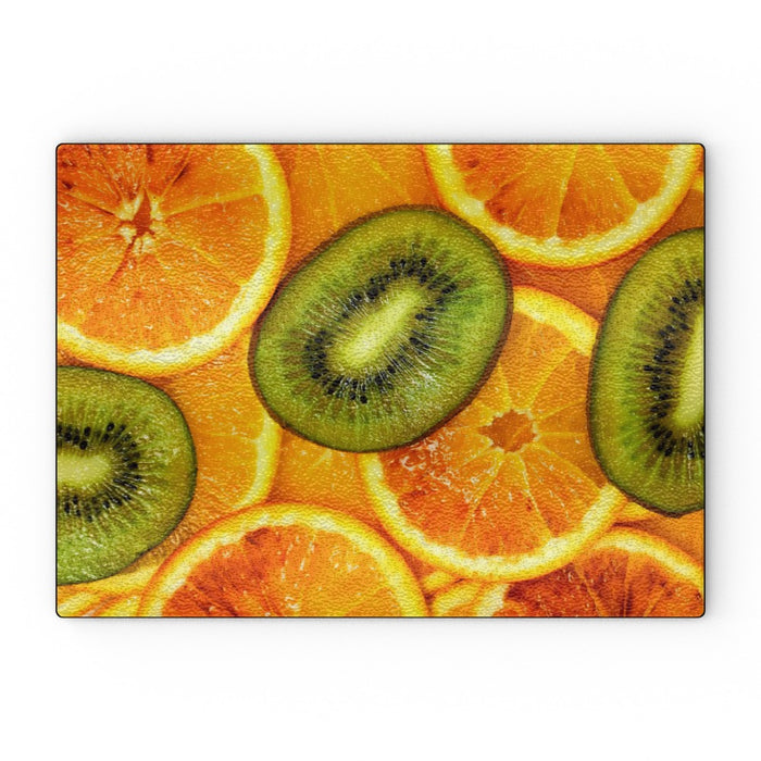 Glass Chopping Board - Kiwi and Orange - printonitshop