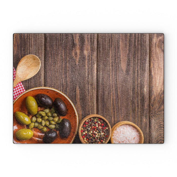 Glass Chopping Board - Olives and Seasoning - printonitshop