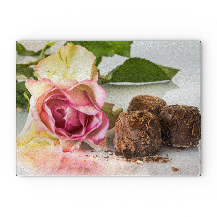 Glass Chopping Board - Chocolate and Roses - printonitshop