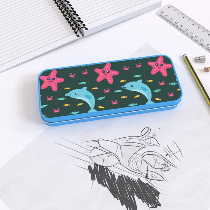 Pencil Tins - Dolphin and Starfish Dark - printonitshop