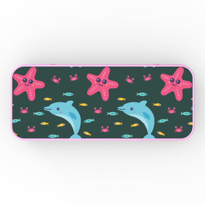 Pencil Tins - Dolphin and Starfish Dark - printonitshop