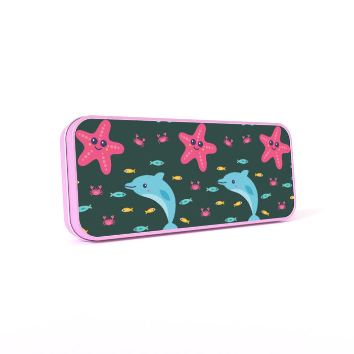 Pencil Tins - Dolphin and Starfish Dark - printonitshop