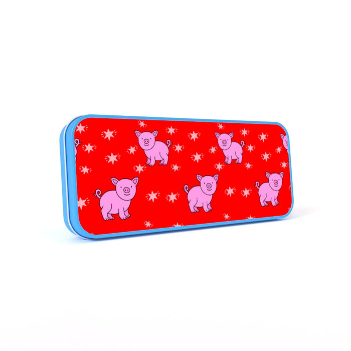 Pencil Tins - Pigs on Red - printonitshop