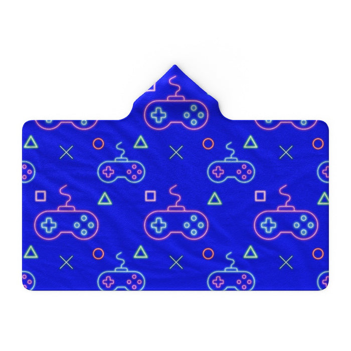 Hooded Blanket - Gaming Neon Blue - printonitshop