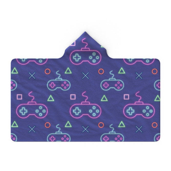 Hooded Blanket - Gaming Neon Light Purple - printonitshop