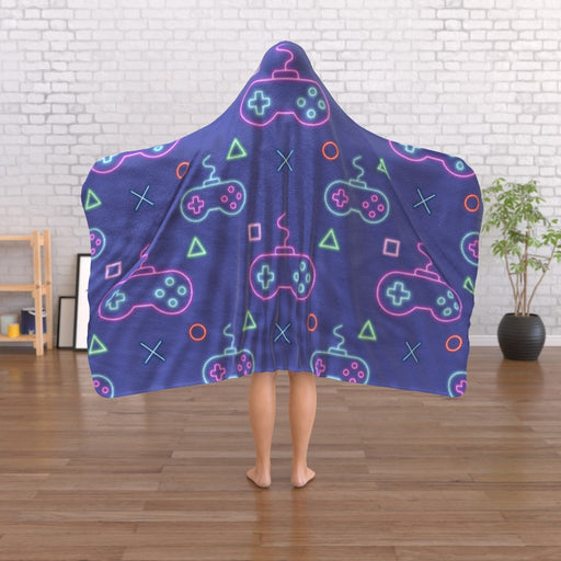 Hooded Blanket - Gaming Neon Light Purple - printonitshop