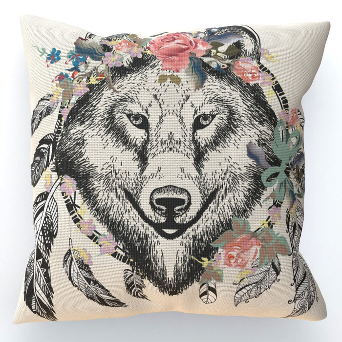 Cushion - Flowered Wolf - printonitshop