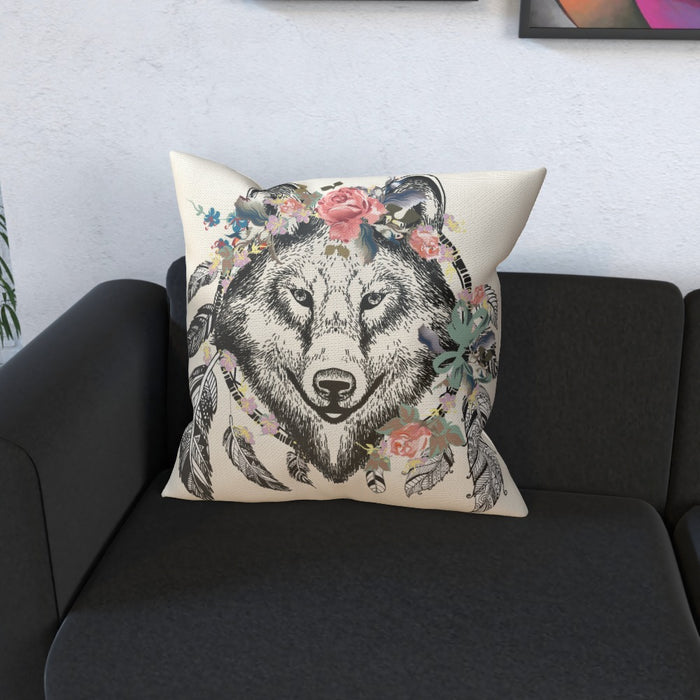 Cushion - Flowered Wolf - printonitshop