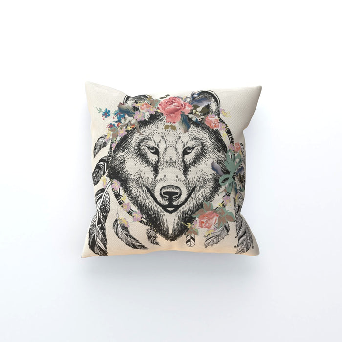 Cushion - Flowered Wolf - printonitshop