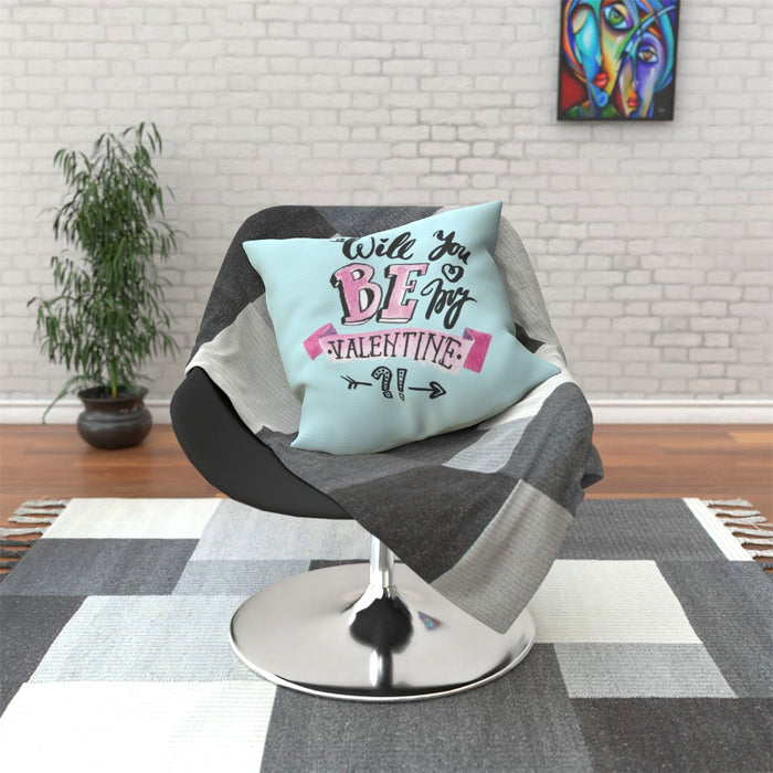 Cushion - Will You Be My Valentine - Pale Blue - printonitshop