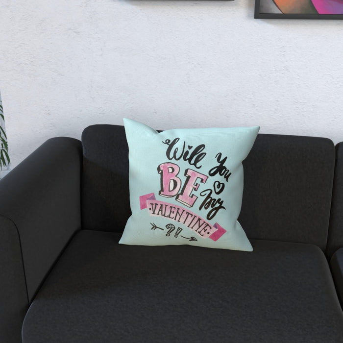 Cushion - Will You Be My Valentine - Pale Blue - printonitshop