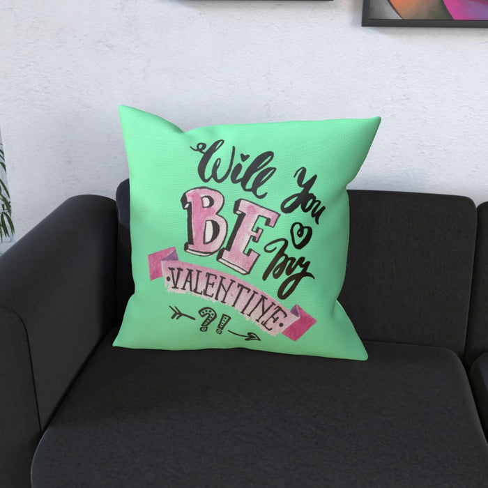 Cushion - Will You Be My Valentine - Green Zest - printonitshop