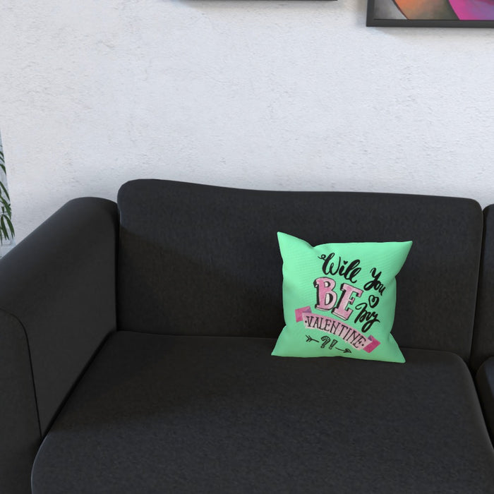 Cushion - Will You Be My Valentine - Green Zest - printonitshop