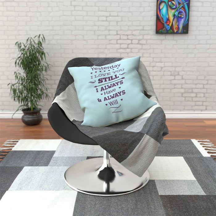 Cushion - I Love You Still - Pale Blue - printonitshop