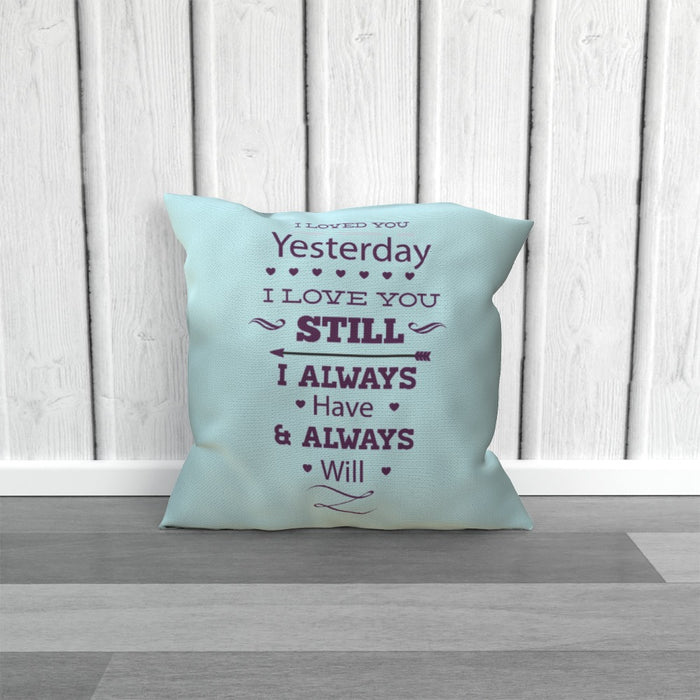 Cushion - I Love You Still - Pale Blue - printonitshop