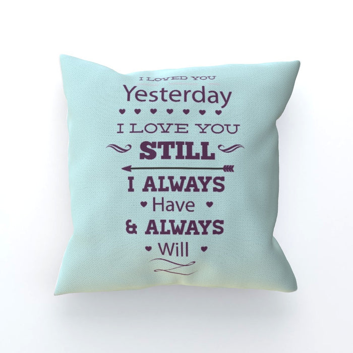 Cushion - I Love You Still - Pale Blue - printonitshop