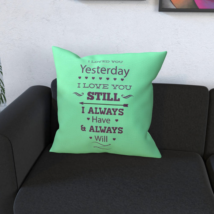 Cushion - I Love You Still - Green Zest - printonitshop