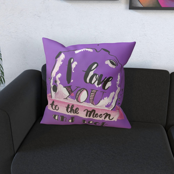 Cushion - I Love You To The Moon - Purple - printonitshop