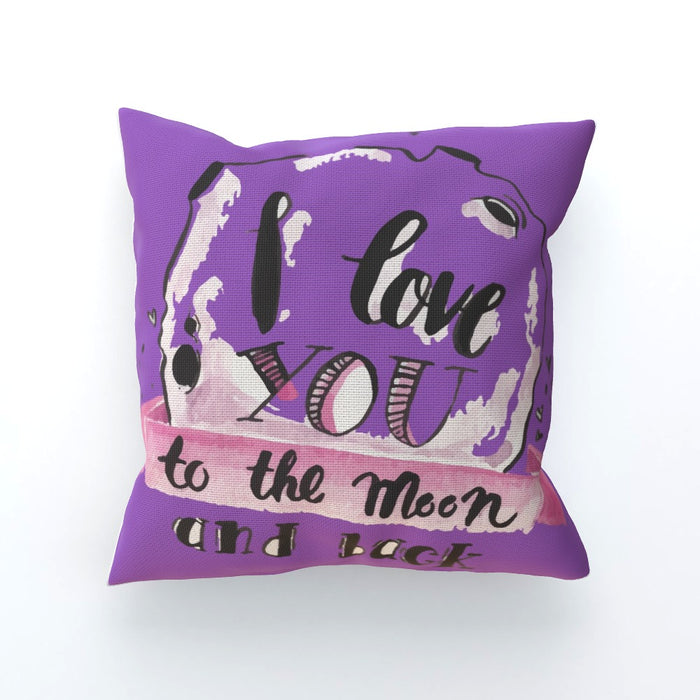 Cushion - I Love You To The Moon - Purple - printonitshop