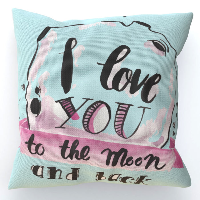 Cushion - I Love You To The Moon - Pale Blue - printonitshop