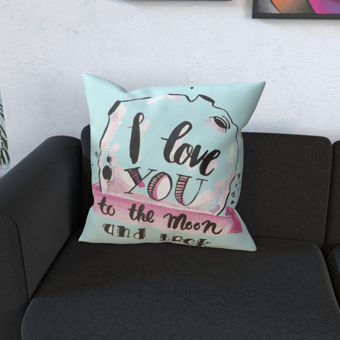 Cushion - I Love You To The Moon - Pale Blue - printonitshop