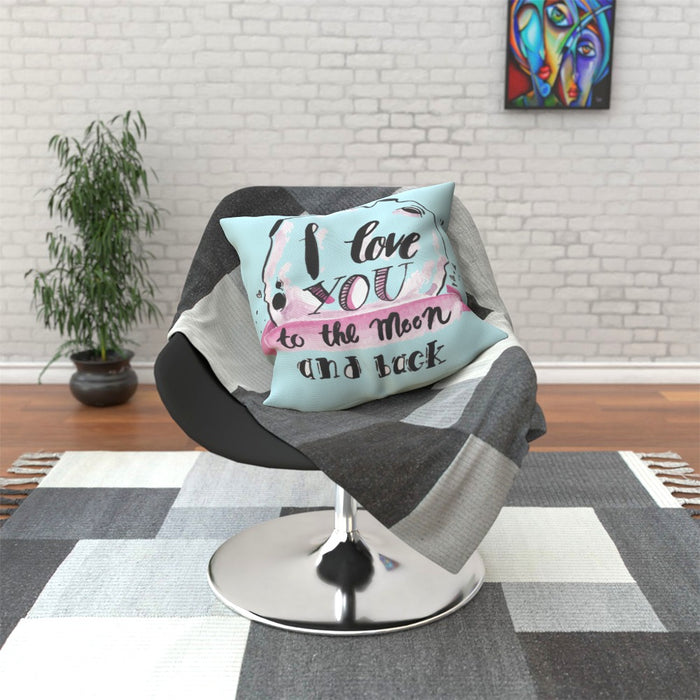 Cushion - I Love You To The Moon - Pale Blue - printonitshop