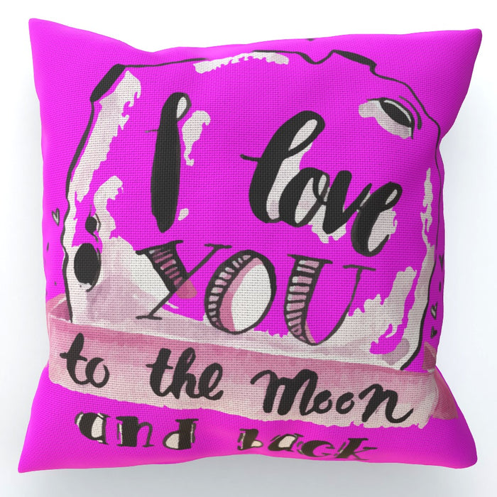 Cushion - I Love You To The Moon - Pink - printonitshop