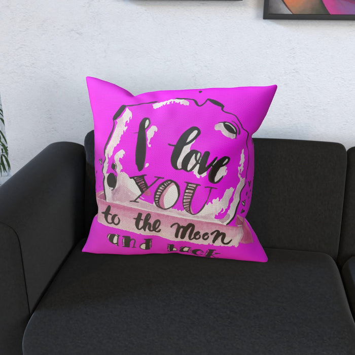 Cushion - I Love You To The Moon - Pink - printonitshop