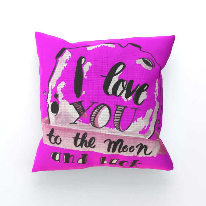 Cushion - I Love You To The Moon - Pink - printonitshop