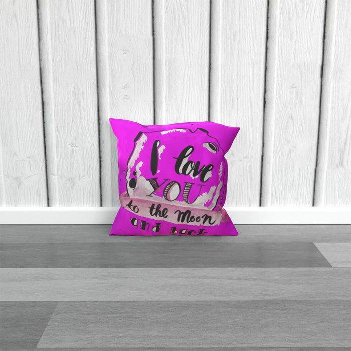 Cushion - I Love You To The Moon - Pink - printonitshop