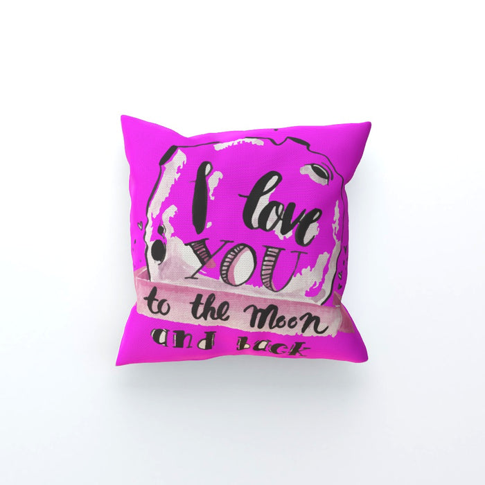 Cushion - I Love You To The Moon - Pink - printonitshop