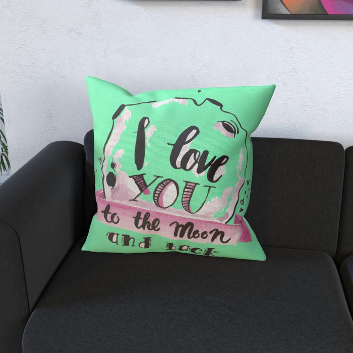 Cushion - I Love You To The Moon - Green Zest - printonitshop