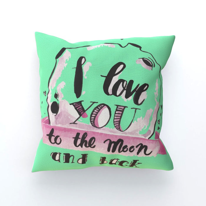 Cushion - I Love You To The Moon - Green Zest - printonitshop