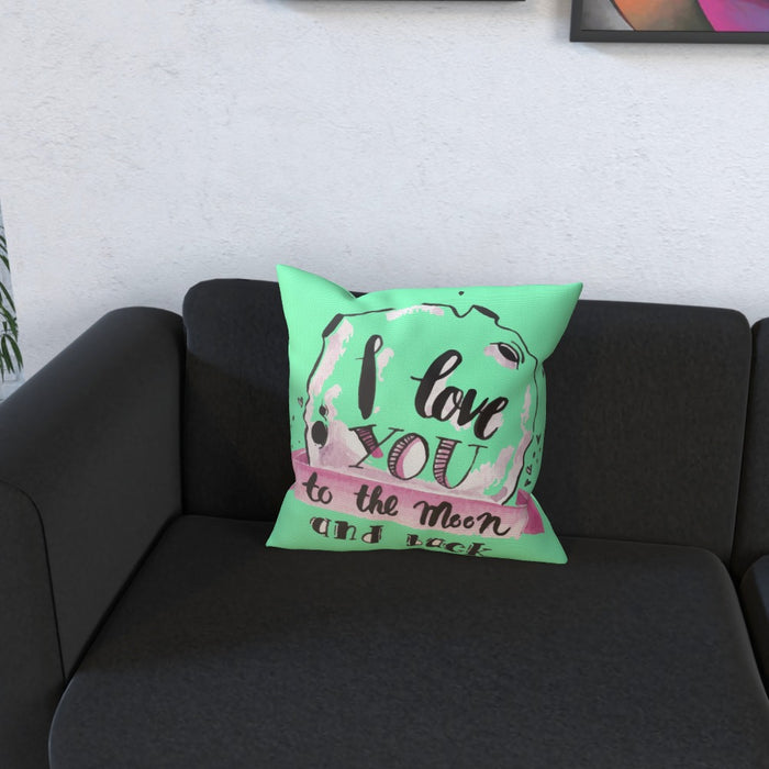 Cushion - I Love You To The Moon - Green Zest - printonitshop