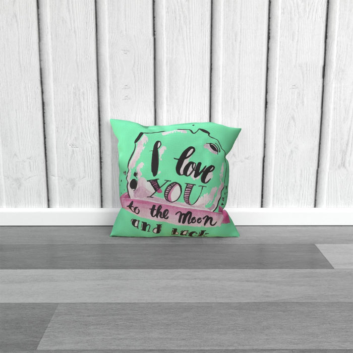 Cushion - I Love You To The Moon - Green Zest - printonitshop