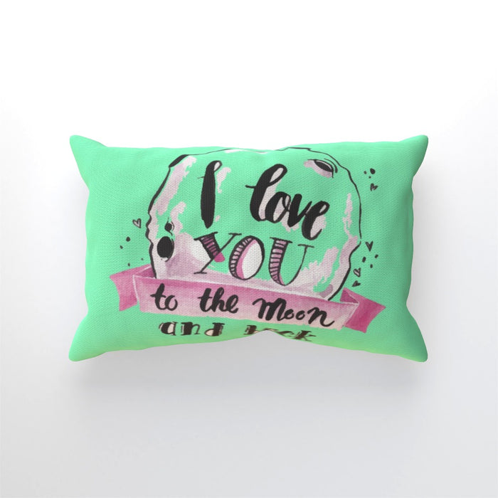 Cushion - I Love You To The Moon - Green Zest - printonitshop