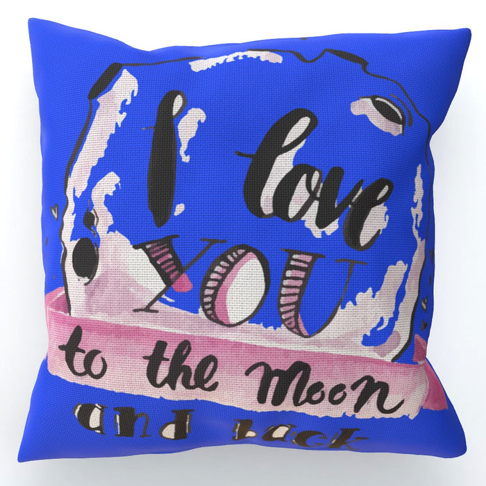 Cushion - I Love You To The Moon - Blue - printonitshop